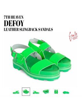 John Fluevog x Anna Sui 7th Heaven Defoy Leather Slingback Sandal Green W8 (M 6)